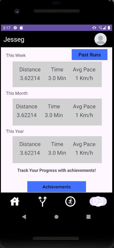 Jogz app profile page